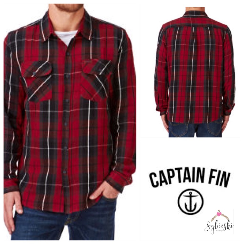 🔥Captain Fin Rebel Flannel Long Sleeve Shirt NWT - Picture 2 of 7